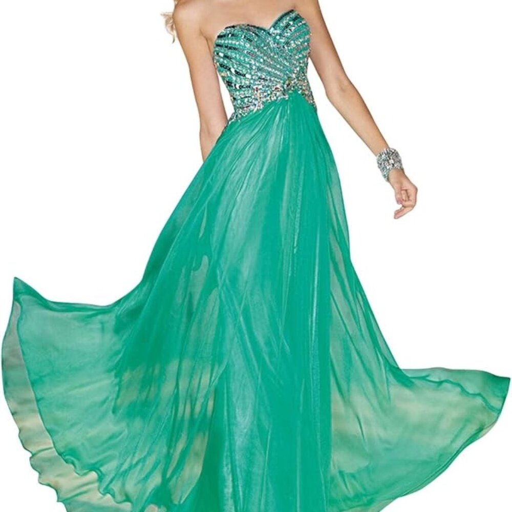 ALYCE PROM GOWN - NWT SIZE 6 - BLUE/GREEN